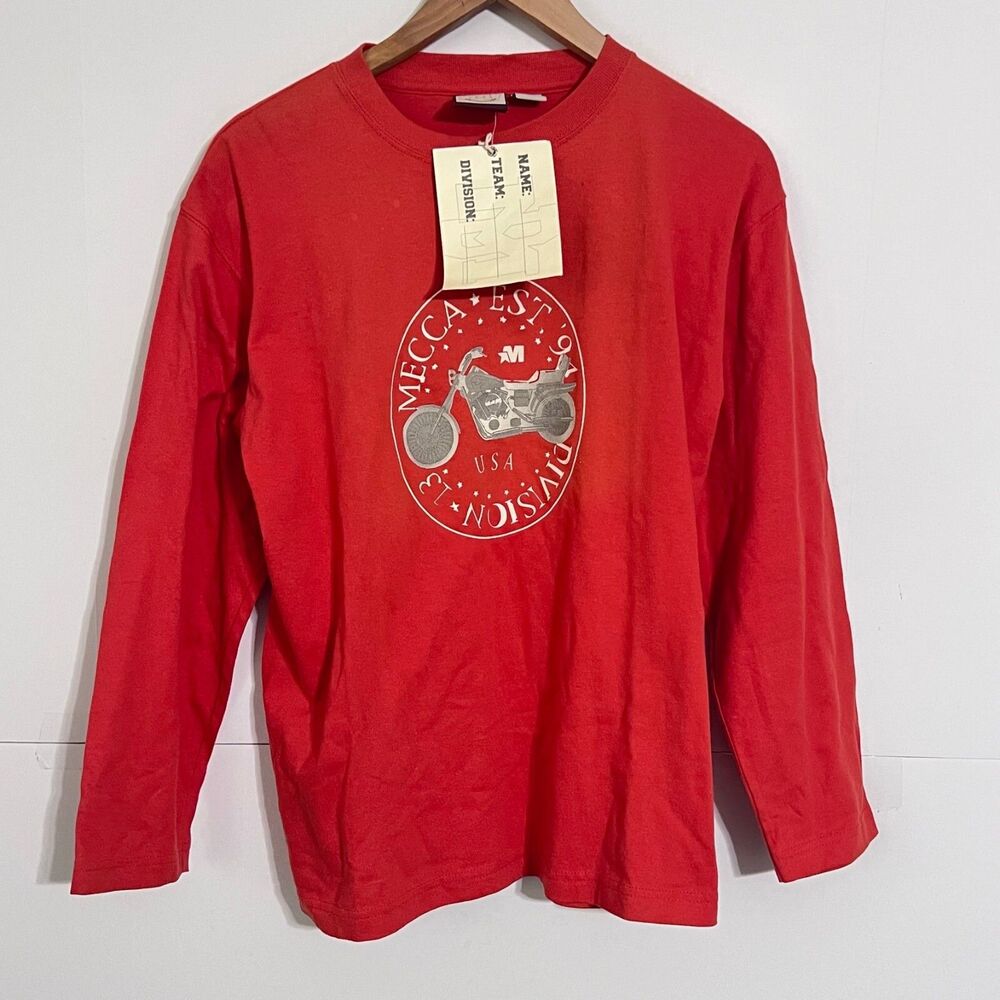VTG 90s Mecca USA Long Sleeve Shirt Youth Boys L Deadstock Y2K NWT Long Sleeve
